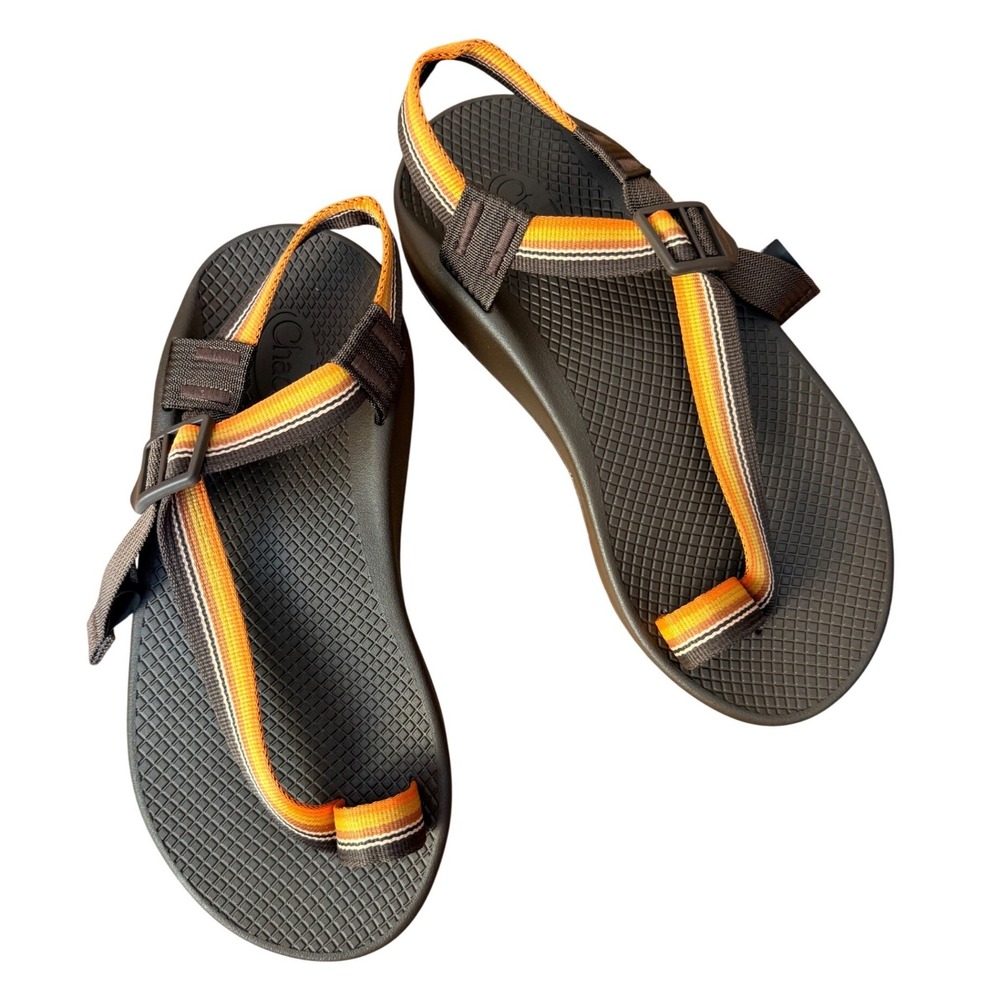 Chaco Z2 Classic Mens 7 Brown Orange Striped Toe Loop Sport Sandals JCH108607